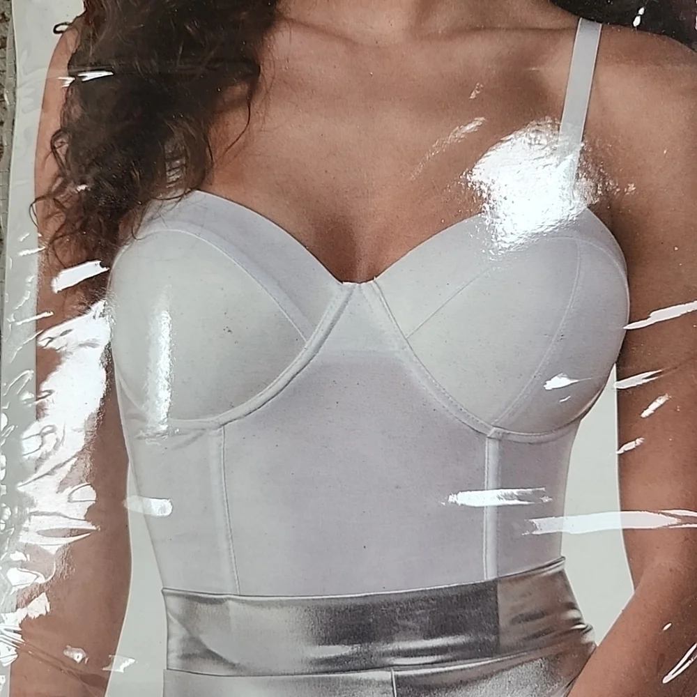 Women's White Bustier with Removable Straps, Size Adult L/XL New